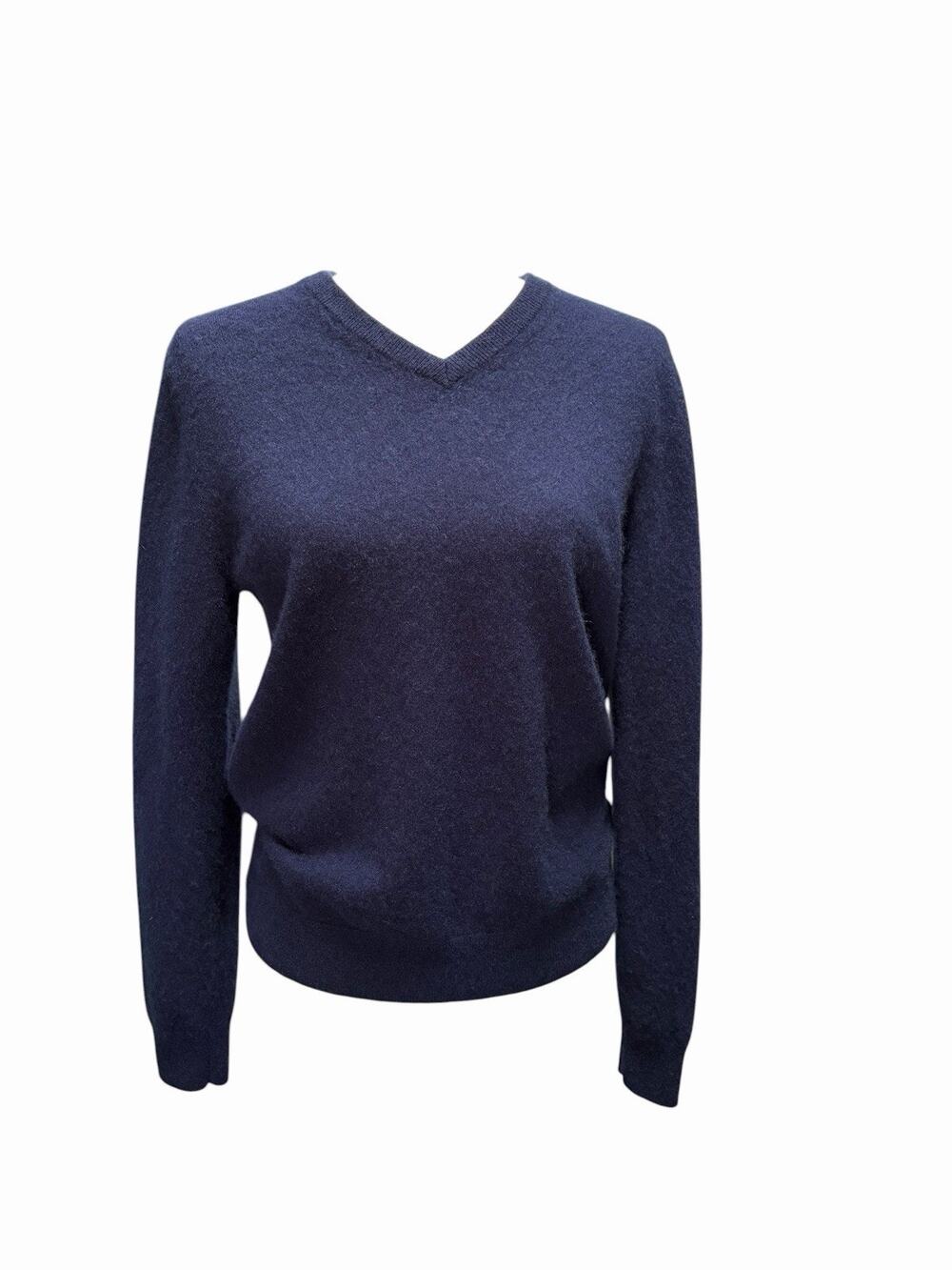Quince 100% Mongolian Cashmere Navy Blue V Neck Sweater Womens Medium